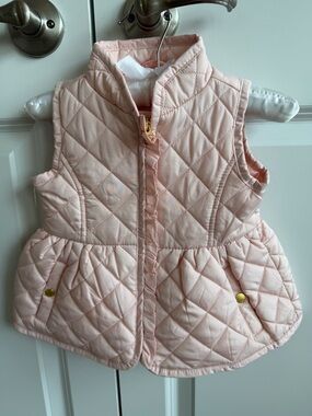 Janie and Jack Light Pink Quilted Peplum Vest